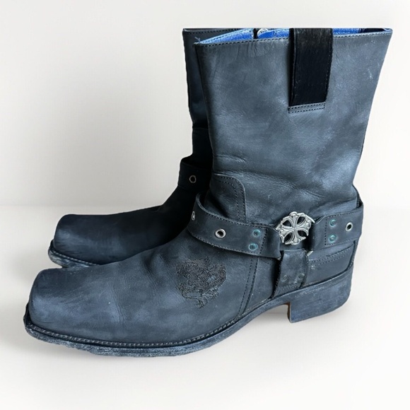 Mark Nason Amplify‎ Boots Harness Square Toe Black Men Size 12 Made in Italy - Picture 1 of 10